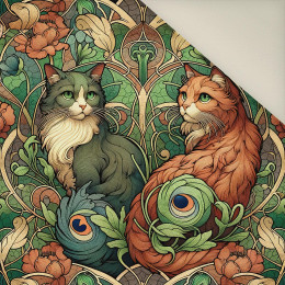 ART NOUVEAU CATS & FLOWERS WZ. 3- Welur tapicerski