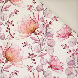KWIATY wz. 4 (różowy)- Welur tapicerski