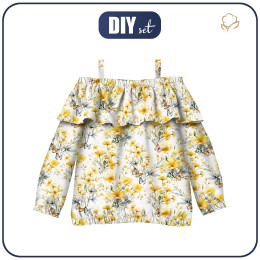 Bluzka hiszpanka (VIKI) - FLOWERS (BUTTER YELLOW) - zestaw do uszycia