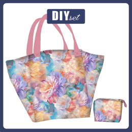 Torba XL z saszetką 2 w 1 - PASTEL FLOWERS WZ.19 - zestaw do uszycia
