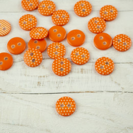 Guzik plastikowy w kropki mały - pomarańczowy