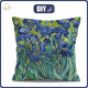 PODUSZKA 45X45 - IRYSY (Vincent van Gogh) - welur tapicerski - zestaw do uszycia