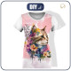 T-SHIRT DAMSKI - WATERCOLOR CAT WZ. 1 - zestaw do uszycia XS
