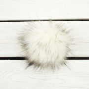 Pomponik futerkowy eko 9cm - melanż biały