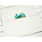 LOKOMOTYWA / niebieska - panel, dzianina pętelkowa 