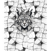 ANIMALS CRACKED wz.2 (cat) - panel (60cm x 50cm) tkanina bawełniana