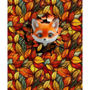 ANIMALS CRACKED wz.7 (FOX)- panel (60cm x 50cm) - Welur tapicerski/ LIŚCIE / WITRAŻ WZ. 2 