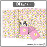 SERWETKI I BIEŻNIK - KURCZACZKI I TULIPANY / fioletowy - zestaw do uszycia