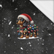 CHRISTMAS DOG wz. 3 - panel (60cm x 50cm)- single jersey z elastanem ITY