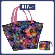 Torba XL z saszetką 2 w 1 - COLORFUL FLOWERS wz. 1 - zestaw do uszycia