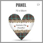 PANEL PODUSZKOWY SERCE - KOCHAM CIĘ DZIADKU / KRATA RETRO - Welur tapicerski