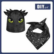 DZIECIĘCA CZAPKA I CHUSTA (DINO) - BLACK DRAGON 44-47