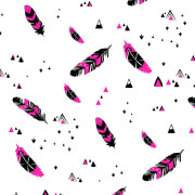 PIÓRKA FUKSJA / biały - dresówka pętelkowa 