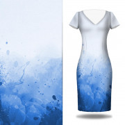 KLEKSY (classic blue) - panel sukienkowy Len 100%