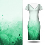 KLEKSY (zielony) - panel sukienkowy single jersey 120g