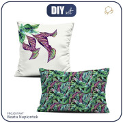 PODUSZKI DEKORACYJNE - MINI LIŚCIE I OWADY WZ. 1 (TROPIKALNA NATURA) / czarny