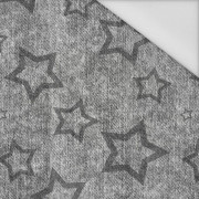 SZARE GWIAZDY (kontur) / przecierany jeans szary - tkanina wodoodporna