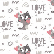 KOTY / love you (KOCI ŚWIAT) / BIAŁY - Muślin bawełniany