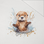 WATERCOLOR BABY OTTER - PANEL (60cm x 50cm) Hydrofobowa dzianina drapana 