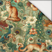 ART NOUVEAU CATS & FLOWERS WZ. 2 - lekka dzianina drapana