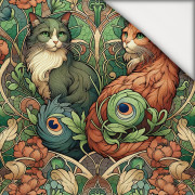ART NOUVEAU CATS & FLOWERS WZ. 3 - lekka dzianina drapana