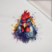 WATERCOLOR ROOSTER - PANEL (60cm x 50cm) dzianina drapana z elastanem ITY