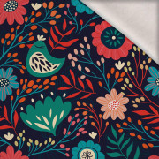 FOLKOWE PTAKI / navy - dzianina drapana z elastanem ITY