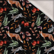 LEŚNE ZWIERZĘTA WZ. 2 / CZARNY (KOLOROWA JESIEŃ) - dzianina drapana z elastanem ITY