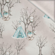 ZWIERZĄTKA W TIPI / DRZEWA (MAGICZNY ŚWIĄTECZNY LAS) - dzianina drapana z elastanem ITY