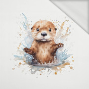 WATERCOLOR BABY OTTER - panel (75cm x 80cm) dzianina pętelkowa