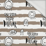 POTWORNIE FAJNY DZIECIAK / BEŻOWE PASY (SZKOLNE RYSUNKI) - dresówka pętelkowa