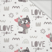 KOTY / love you (KOCI ŚWIAT) / BIAŁY - dresówka pętelkowa