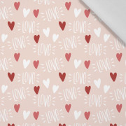 LOVE / SERDUSZKA CZERWONE (ZAKOCHANE PTAKI) - tkanina bawełniana