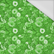 LIME GREEN / FLOWERS - tkanina wodoodporna
