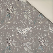 ZIMOWE SOWY / szary (ZIMA W PARKU)- Welur tapicerski