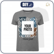 MĘSKI T-SHIRT - I LOVE YOU - Z WŁASNYM ZDJĘCIEM - ZESTAW DO USZYCIA