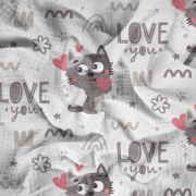KOTY / love you (KOCI ŚWIAT) / BIAŁY - Muślin bawełniany