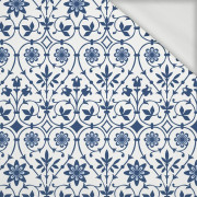100cm KWIATY wz. 1 (classic blue) - dresówka pętelkowa