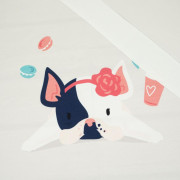 Pies z opaską (J'adore Paris) / brzoskwiniowy - panel dzianina pętelkowa 