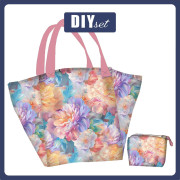 Torba XL z saszetką 2 w 1 - PASTEL FLOWERS WZ.19 - zestaw do uszycia