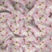 RÓŻOWE KWIATUSZKI (NA ŁĄCE) - Muślin bawełniany