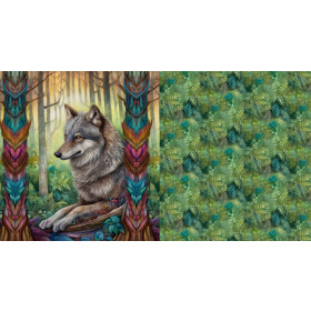 BOHO WOLF - PANEL (60cm x 50cm) dzianina drapana z elastanem ITY