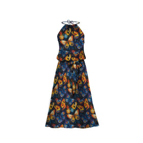 Butterfly & Flowers wz.7 - dzianina drapana z elastanem ITY