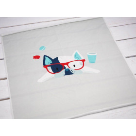 Pies w okularach (J'adore Paris) / aqua - panel single jersey TE210