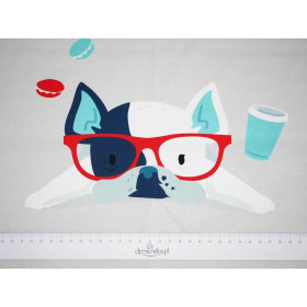 Pies w okularach (J'adore Paris) / aqua - panel single jersey TE210