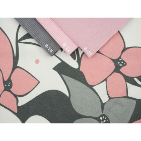 FLORAL PANEL (XL) / szaro-różowy - panel single jersey TE210