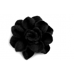 Aplikacja kwiatek wełniany 40 mm - czarny