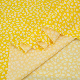 50cm - BIAŁE KWIATKI (YELLOW) - tkanina wiskozowa