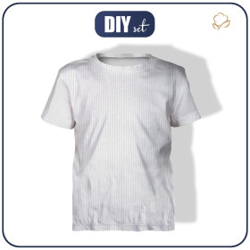 Zestaw DIY – T-shirt dziecięcy z bawełnianej dzianiny RIB JERSEY - BIAŁY