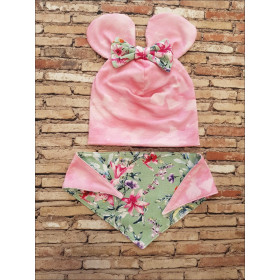DZIECIĘCA CZAPKA I CHUSTA (CLASSIC) - FLOWERS 3D WZ. 15 - zestaw do uszycia